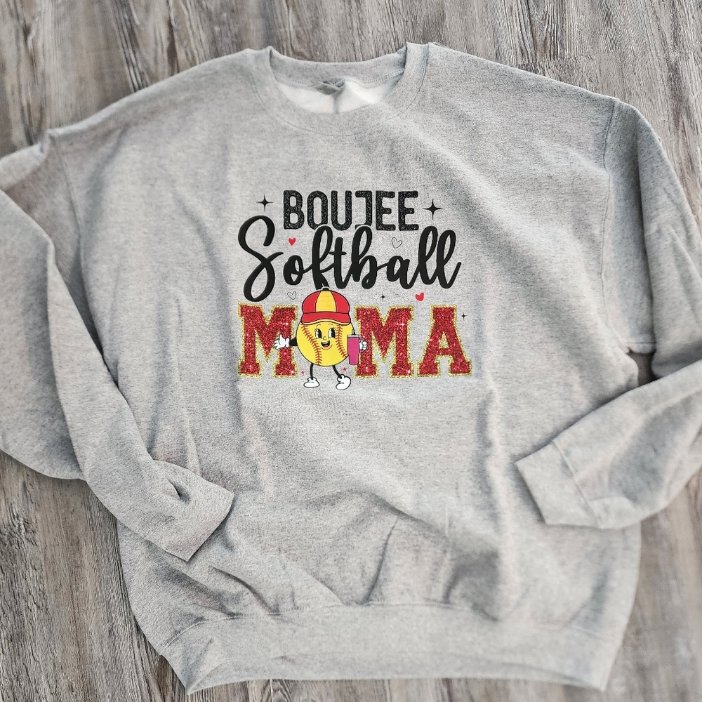 Boujee Softball Mama Crewneck Sweatshirt